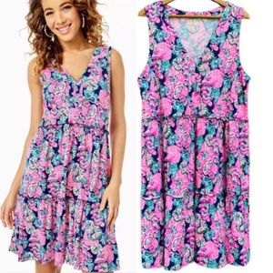 Lilly Pulitzer Lorina Swing Mini Dress Floral Print Cotton Ruffle 2XL